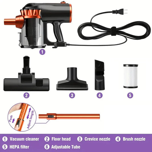 Home Portable Corded Vacuum Cleaner – 600W Strong Suction, 48dB Silent Operation, Lightweight Handheld Design