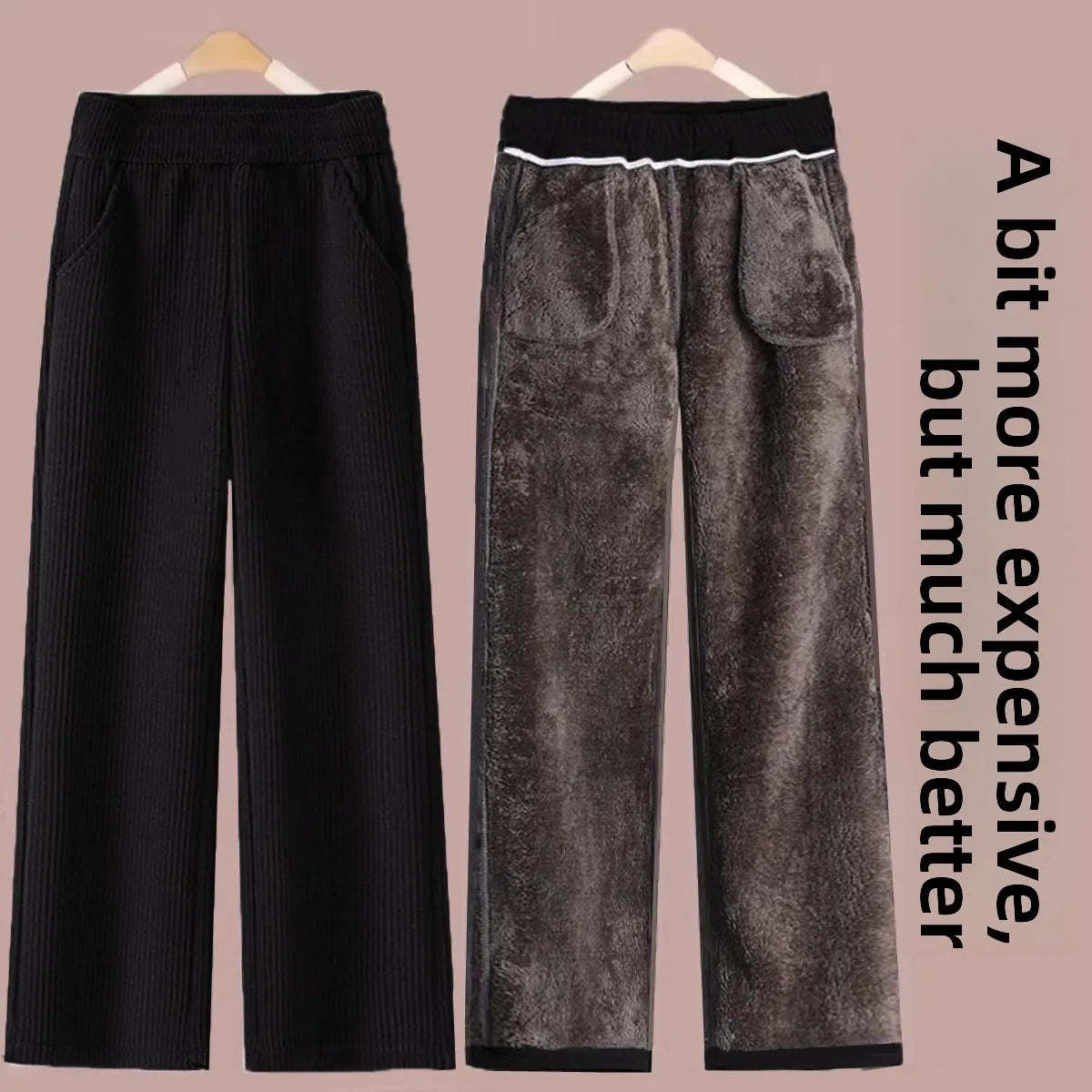 Fleece Lined Thick Corduroy High Waist Wide Leg Pants Women's Autumn Winter New Style Drapey Mom Straight Leg Trousers Trendy