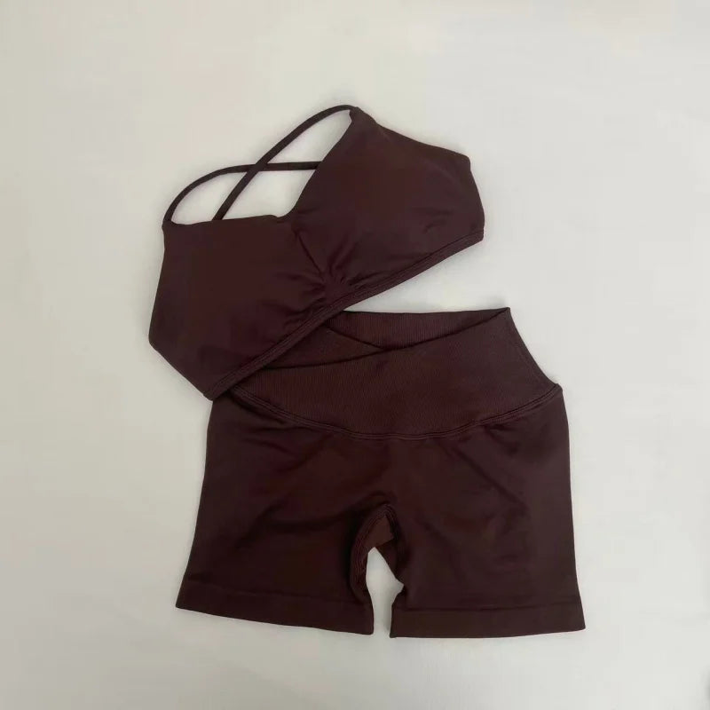 3 Pieces Women's High Stretch Gym Sportswear Shrug Sports Bra Shorts Set Comfortable Workout Yoga Active Wear Outfit