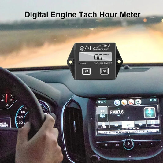 Digital Motor Speedmeter – Engine Hour Meter Tachometer Gauge, RPM LCD Display for Gasoline 2 Stroke 4 Stroke