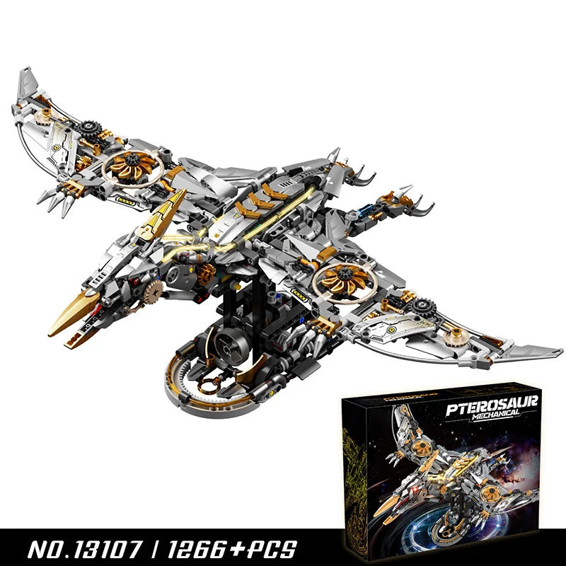 13107 Simulation Mechanical Pterosaur Model Toy Ornament Kids Building Blocks Toys Set Educational Assembly Birthday Toy Gift