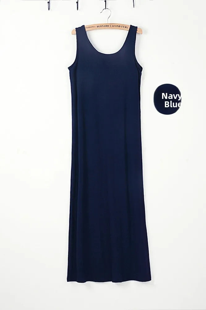Spring Summer 2026 Women's Modal Long Sleeveless Dress Beachwear Base Layer Vest Skirt Large Size Korean Style Commute