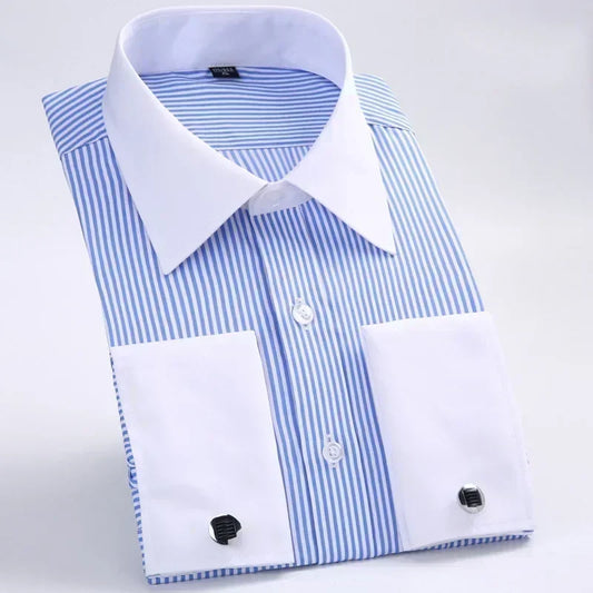 French Cufflinks Shirt, Men's Long Sleeve, Four Seasons Gentlemen's Shirt, One Piece, Multi color, Business Casual Shirt