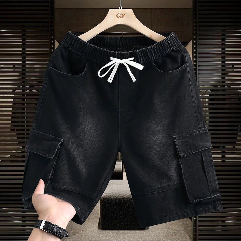 Men's Cargo Shorts New Summer Fashion Thin Cotton Blend Casual Denim 5-Point Pants Street Trendy Daily Comfortable Jean Shorts