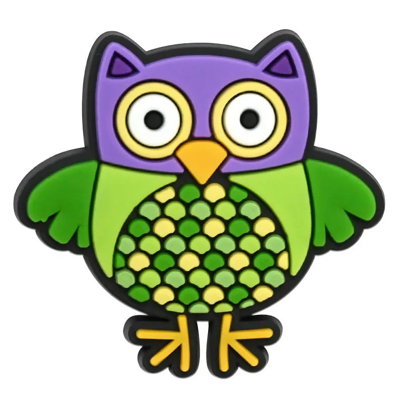 25-100pcs Animal Owl Shoe Charms PVC DIY Shoes Decoration Sandal Accessories Buckle for Kids Woman Party Gifts