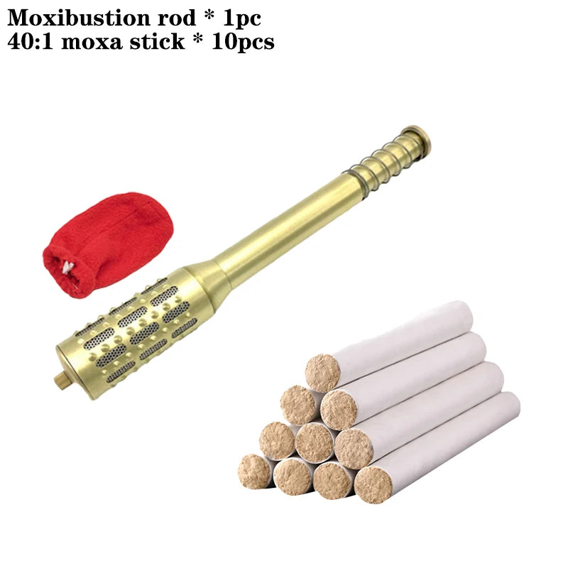 Brass Moxibustion Rod Handhold Moxa Stick Burner Rotable Beauty Firming Massager Warm Body Acupuncture Meridian Massage Lose Fat