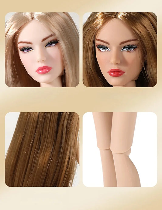 1/6 Scale Supermodel Female Body with 14 Joints Includes Multiple Wig Options And Extra Head for Collectible Figures