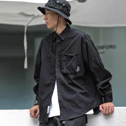 Autumn New Japanese Loose Shirt Cityboy Multi Pocket Shirt Trendy Brand Fashionable Loose Long Sleeve Shirt for Men and Women