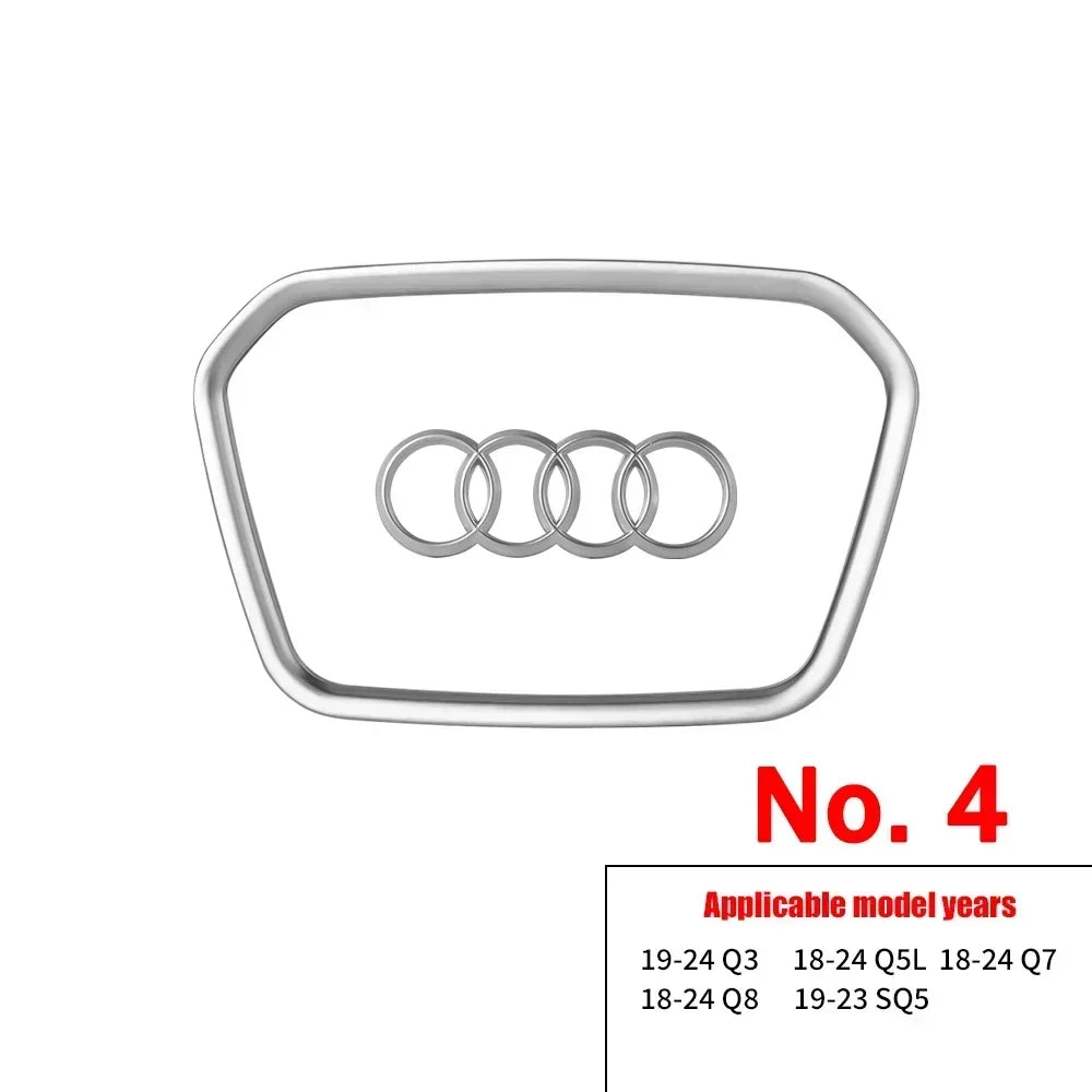 Audi Automobile Steering Wheel Logo Bright Frame Strip Electroplated Sticker Emblem For A3 A4 B8 8P B9 8V A5 A6 C7 A7 Q3 Q5 Q7