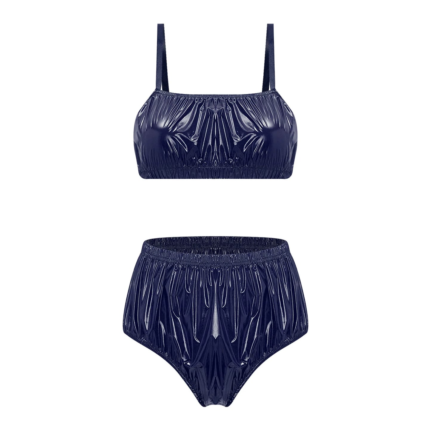 Women Waterproof Swimsuit Bikini Lingerie Set Swimwear Nightwear Clubwear Bra Top with Shorts for Beach Pool Party Sunbathing
