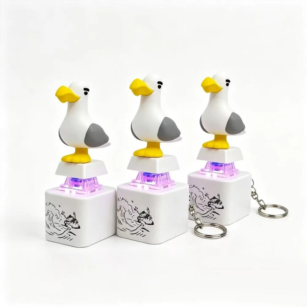 New Mine Bird Voice Keys Luminous Electronic Pendant Keyboard Decompression Sound Little Seagull Creative Keychain USB Model
