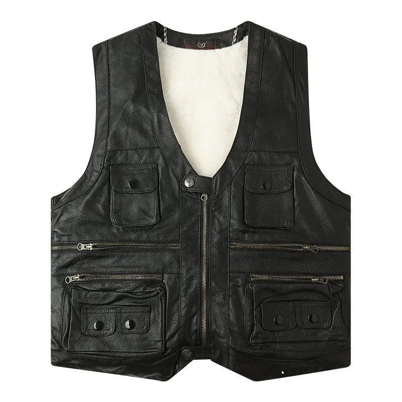 Winter jacket Men genuine sheepskin leather vest spring and summer vest fur male leather inter men coat clothing biker vest