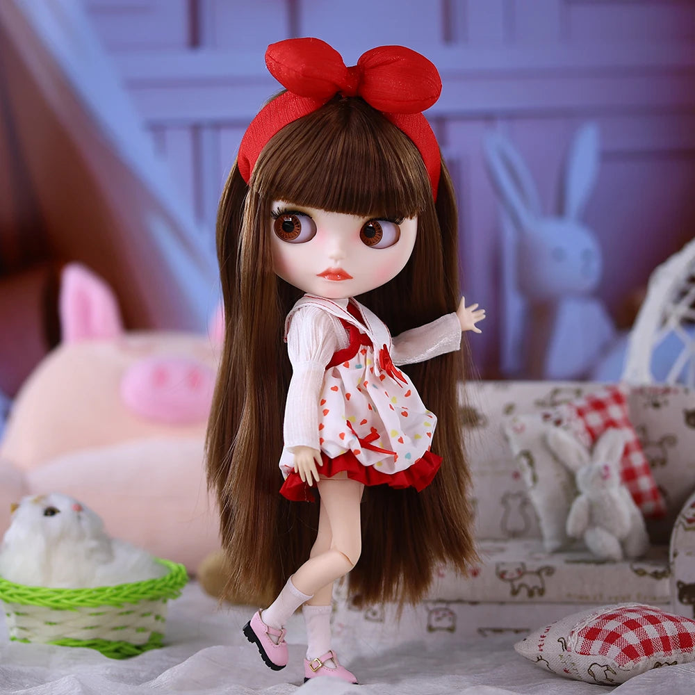 ICY DBS Blyth Doll BJD Joint Body White Skin Matte Face Bow Cute Doll 1/6 30cm Girl Gift Anime SD