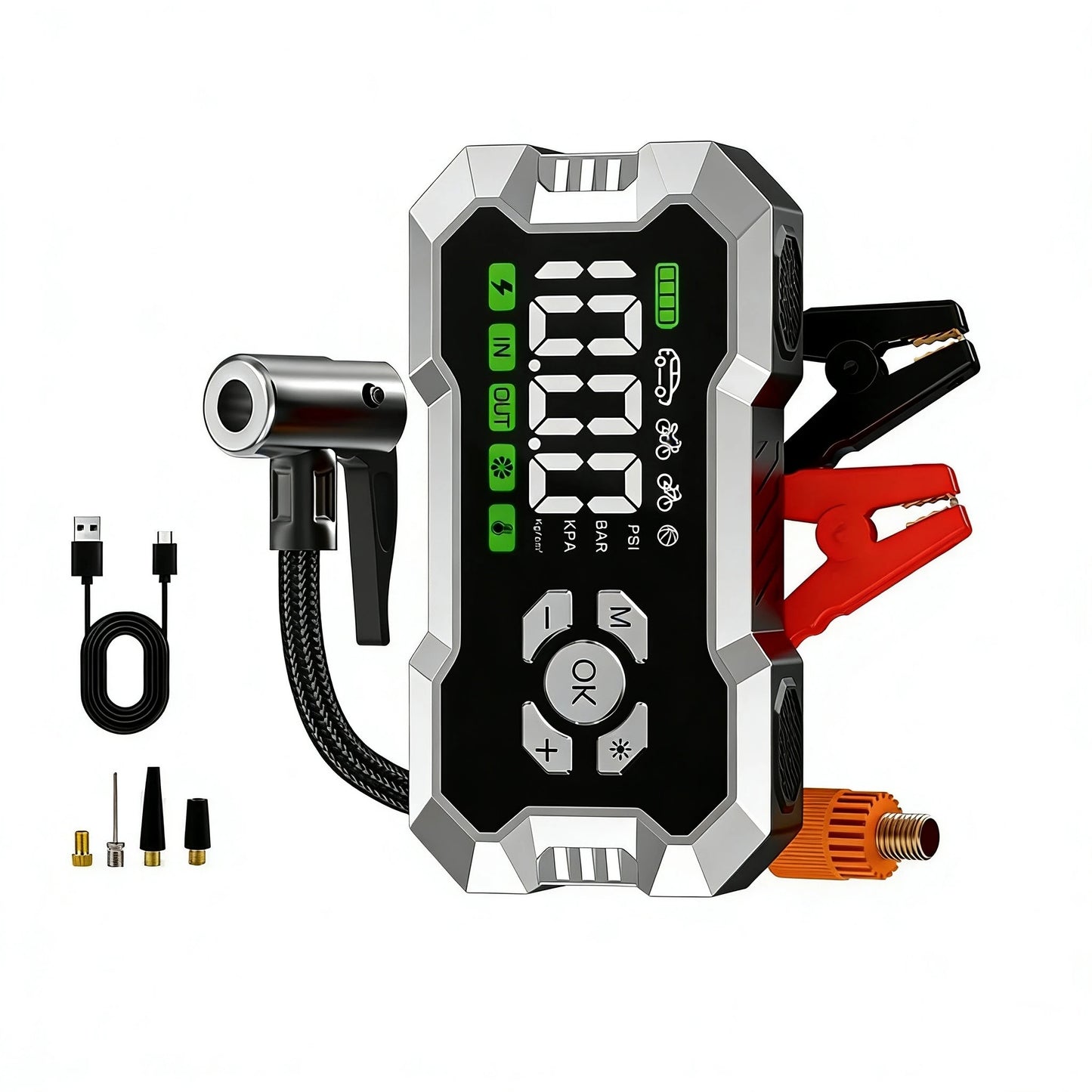 12V Automotive Battery Jump Starter and Tire Inflator 4000A Splitter Car Universal Starter Auto Booster Portable Power Station