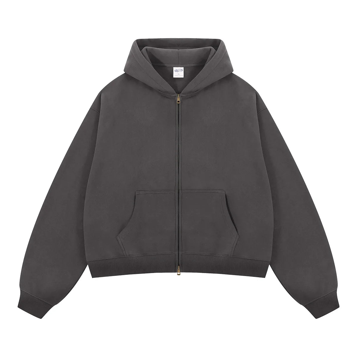 Custom LOGO women's Autumn Winter New 370G Heavy Fleece BOXY Short and Wide Double Head Zipper Cardigan Couple Hooded Sweater