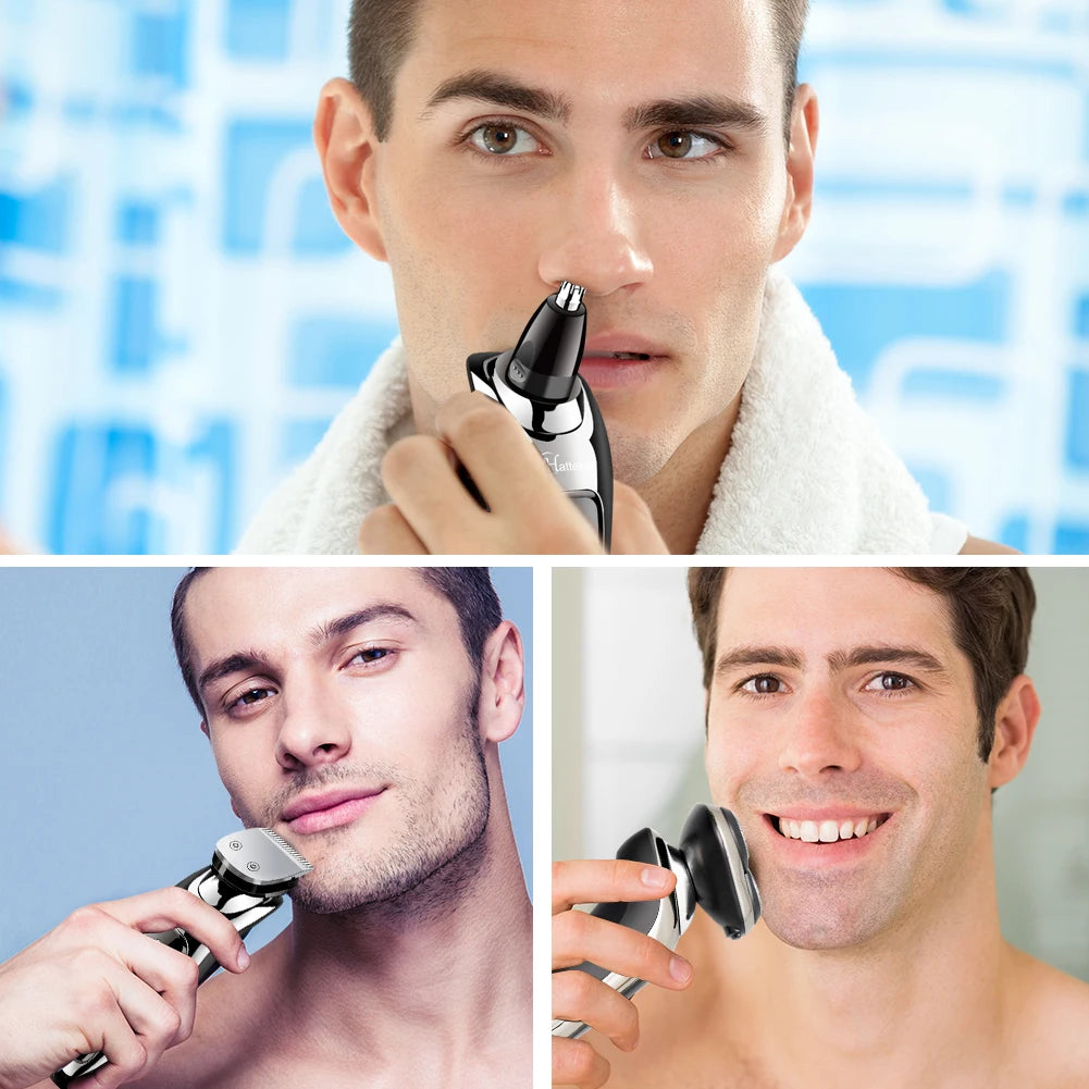 Hatteker Men's Electric Shaver Multifunction 3-in-1 Nasal Hair Trimmer Washable Beard Razor USB Chargeable New Model RSCW-9598A