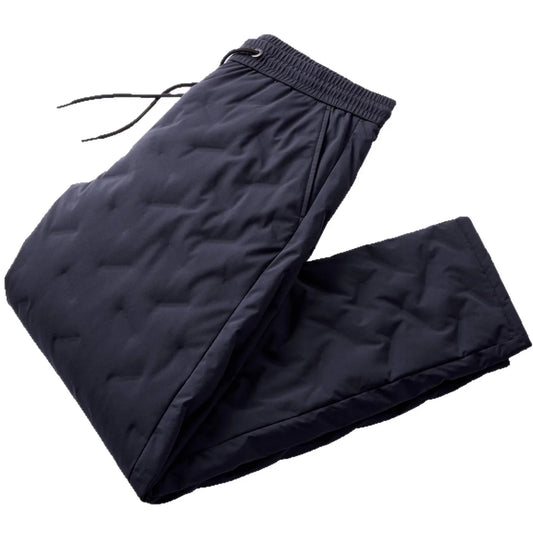 Padded Pants Men Down Pants Winter Clothes Down Loose Fit Winter Outerwear Casual Trousers Mid Waist Long Pants Elastic Waist
