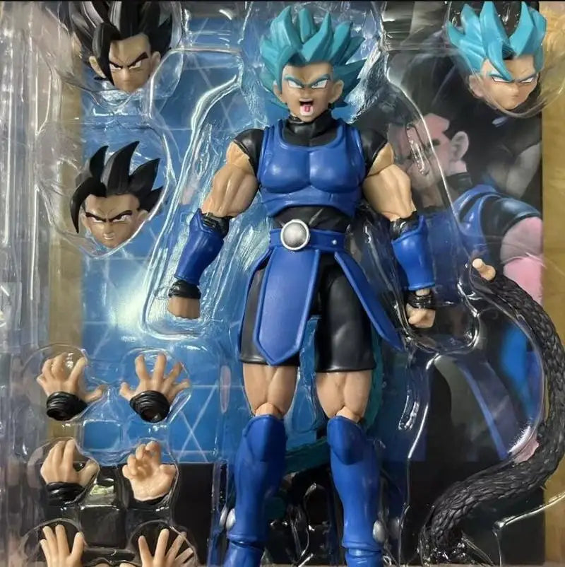 Anime Dragon Ball Legends Shallot Super Saiyan Blue Posable Action Figure Collectible Model With Extra Heads Hands Tail Parts