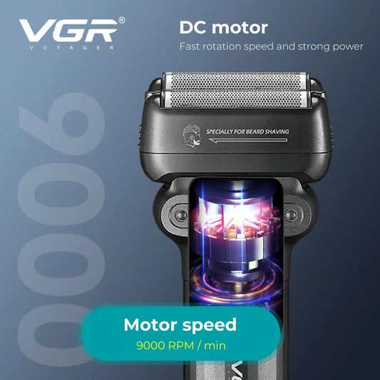 VGR Electric Shaver Professional Shaving Machine 9000 RPM Beard Trimmer LED Display Reciprocating Shaving Machine for Men V-368