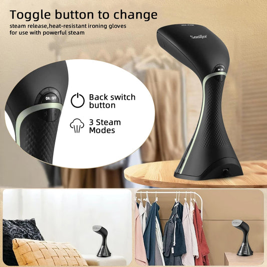 Portable Steam Hanging Iron 1500W Handheld Garment Steame 3 steam modes Water shortage protection Automatic power off with brush