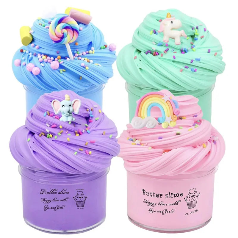 Butter Slime Kit 100ML Super Soft and Non-Stick DIY Fluffy Putty Stress Relief Toys Party Favor Toys For Kids Birthday Gifts