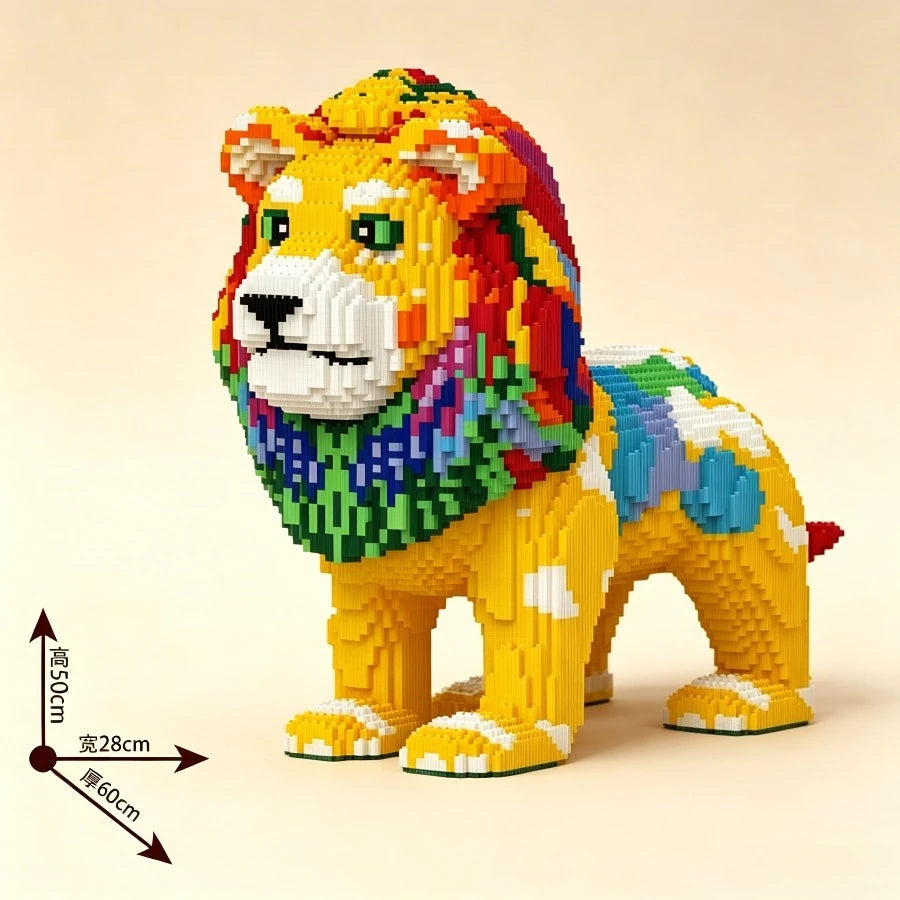50cm 18888Pcs Colorful Lion Micro Building Blocks DIY Mini Bricks Model Kit Home Decor Adult Kids Creative Toys Birthday Gift