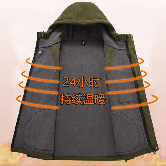 13XL 10XL Plus Size Cargo Jacket Men Autumn Winter Fleece Jacket Coat Male Fashion Casual Patchwork Jackets Big Size 13XL