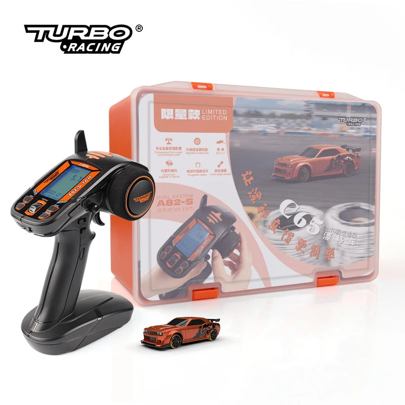 Turbo Racing 1:76 C65 Limited Edition Drift RC Car With Gyro Radio Full Proportional Remote Control Toys RTR Desktop Toys Car