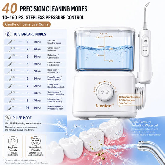 Electric Oral Irrigator Dental Powerful Oral Cleaning Agent Oral Care 600ml Oral Hygiene Teeth Cleaner with 5 Nozzles