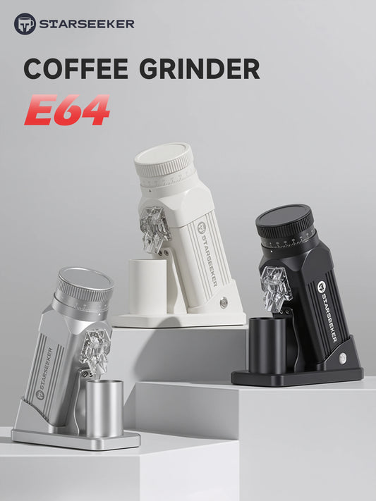 STARSEEKER E64 Electric Coffee Grinder 64MM Espresso Titanium Flat burr Stepless Fineness Adjustment Home Bean Grinder Black