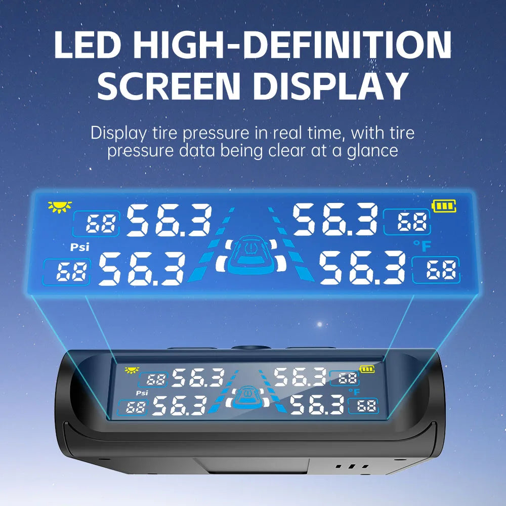 Car Security Alarm Systems Tire Pressure Monitoring Auto Accessories 4 Exteral Universal Solar TPMS Tyre Temperature Monitor