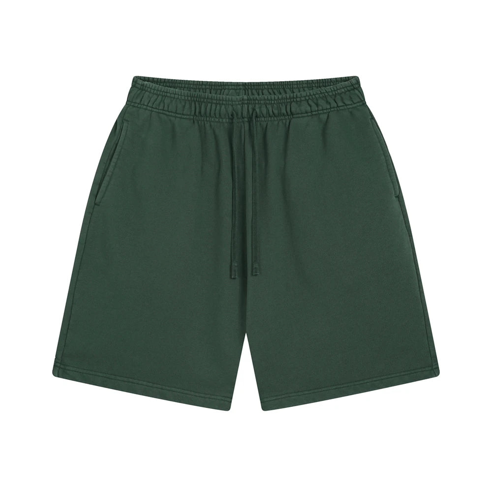 ZODF Fashion Summer Men 420gsm Washed Cotton Shorts Retro Unisex High Street Terry Knee Length Short Pants Streetwears HY0845