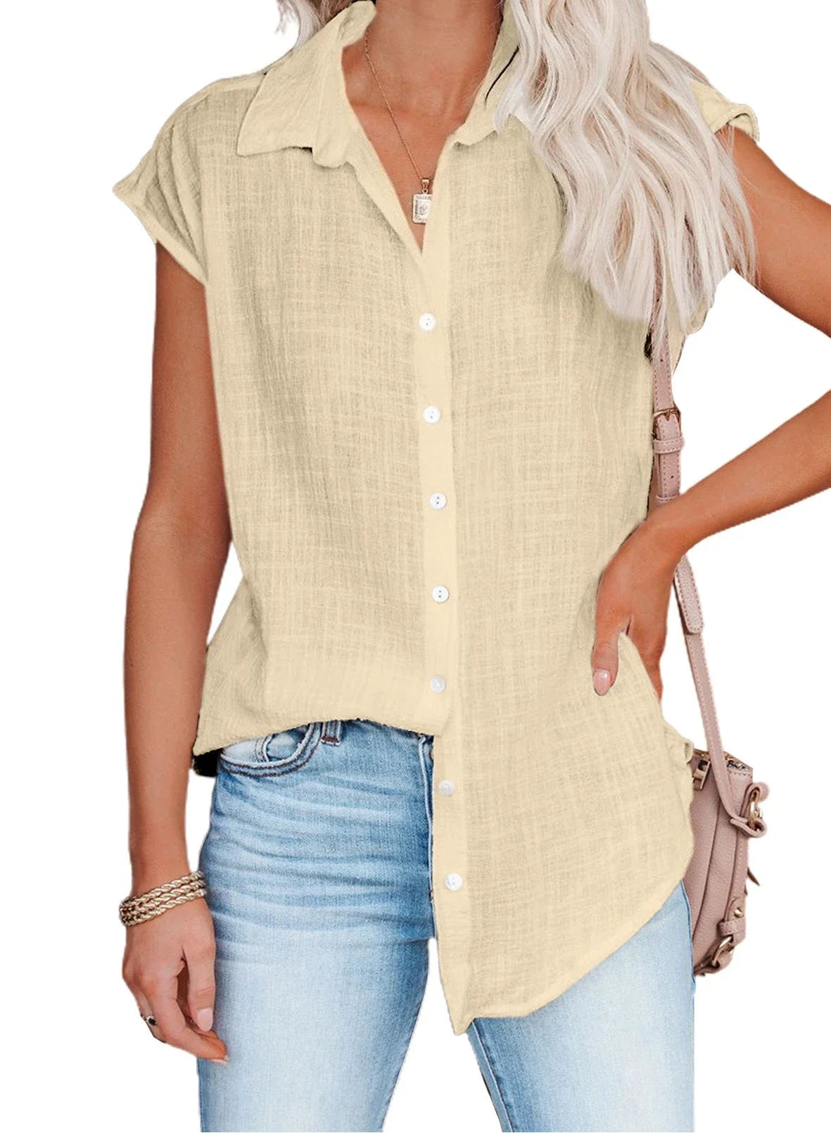 Cotton Linen Shirt Ladies Tops Tee Casual Thin Loose Woman T Shirt Summer Short Sleeve Solid T-Shirts Women Clothing Blusas