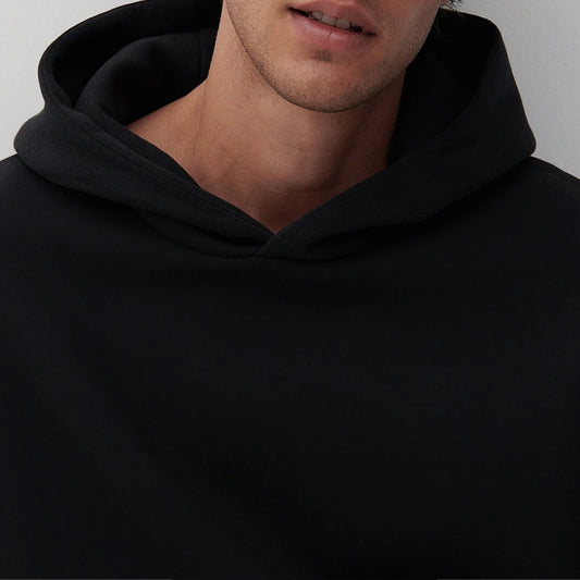 Custom LOGO 400GSM Oversized Frency Terry Autumn Winter Casual Cotton Men Woven Top Solid Color Hoodies Sweatshirt Streatwear