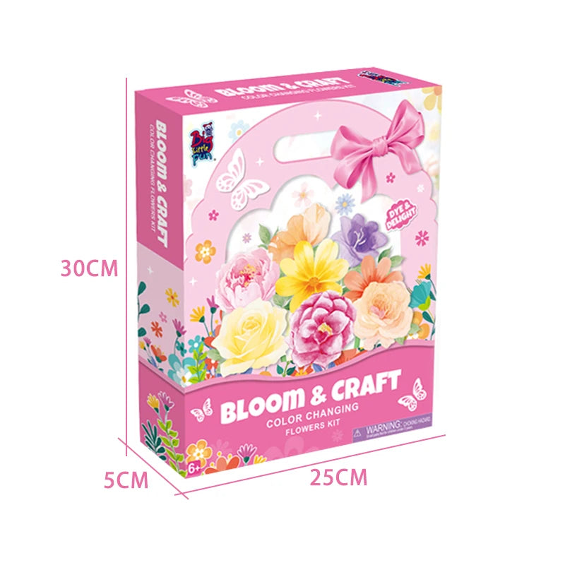 DIY Kidsren's Handmade Floral Art Set, Dyed Flower Paper Art, Hand-Painted Flowers, Creative Watercolor Smudge Crafts Set