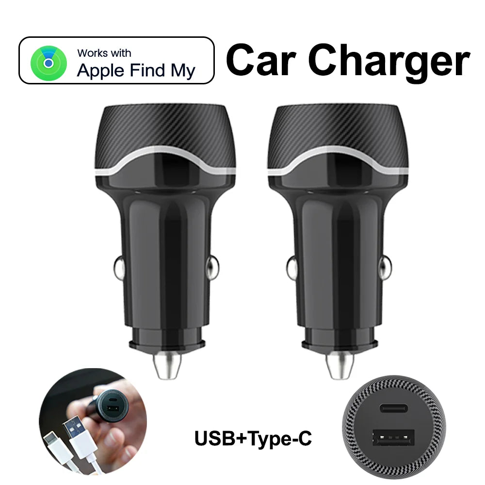 1-4Pack Universal Mini GPS Locator Track Car Charger Cigarette Lighter USB Type-C Adapter Use For iPhone IOS Apple Find My APP