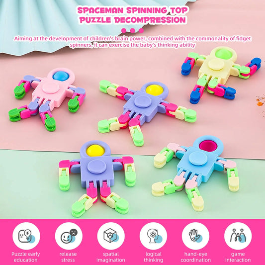 5-60 Pcs Fidget Sensory Spinner Toys, Transformable Chain Robot Fingertip Toy,Pinata Goodie Bag Stuffers Birthday Valentines D