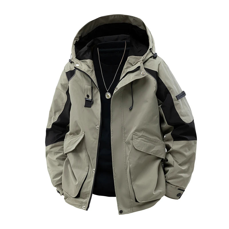 Men's Jackets Hooded Patchwork Coat Spring Fashion Casual Outerwear Women Autumn Outdoor Couple Clothes Loose Coats Streetwear