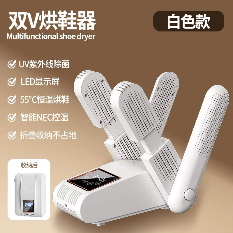 Shoe Dryer Portable Electric Shoe and Boot Dryer 180° Folding Design Smart Display for Shoes Gloves Hats Socks Ski Boots