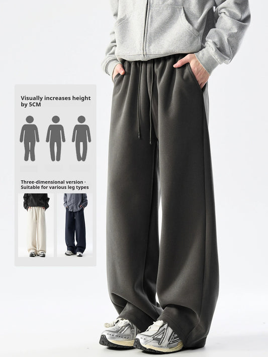 DUKEEN Men’s 400g Heavyweight Straight-Leg Sweatpants Cotton Blend Wide Fit Casual Sports Pants for Spring Autumn