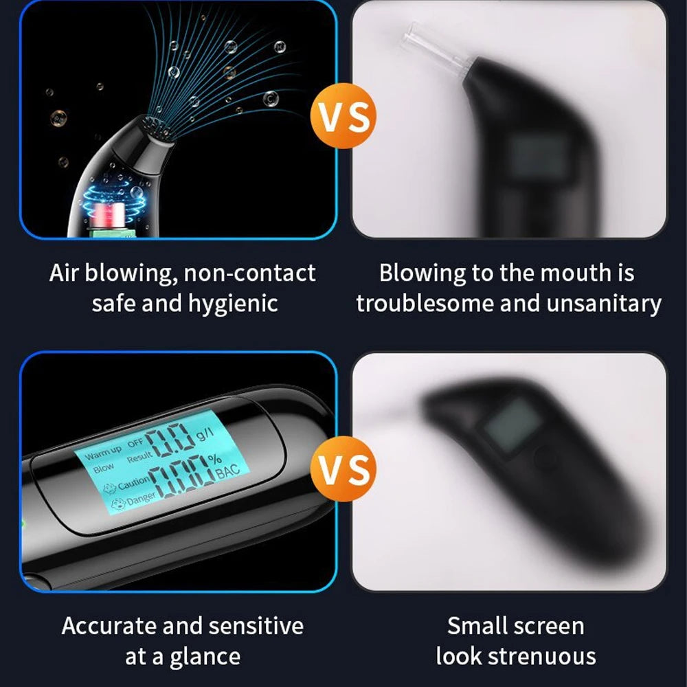 Automatic Alcohol Tester Non-contact Professional Breath Tester Recharge Breathalyzer Car Portable Air Detector Alcoholimeter