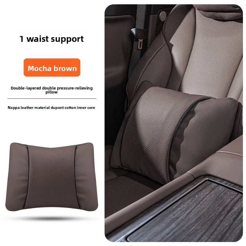 High Quality Universal Car Headrest Cushion Car Seat Neck Pillow High-grade Leather Breathable Lumbar Support Car Pillow