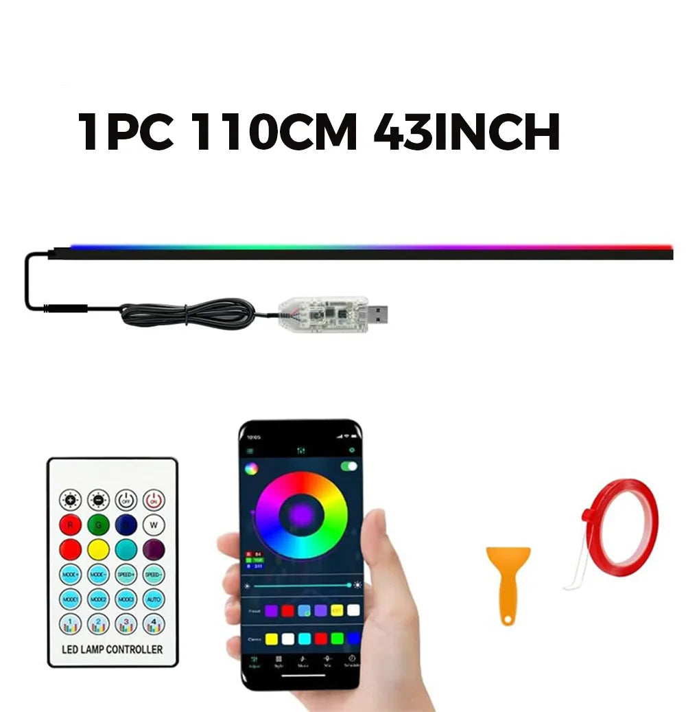 Car Interior LED Strip Lights Acrylic RGB Auto Ambient Lighting with Dreamcolor Center Console Dashboard Lamps with APP Remote