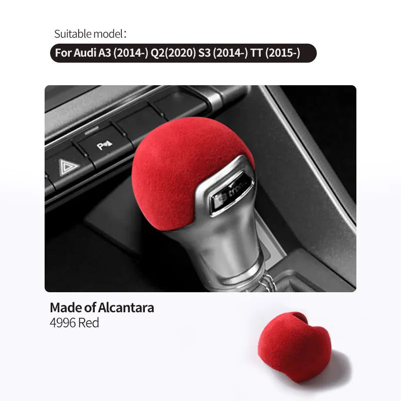 For Audi A3 Q2L S3 TT Sport Gear Shift Knob Boot Cover Trim Sticker Made of Alcantara Car Premium Interior Tuning Accessories
