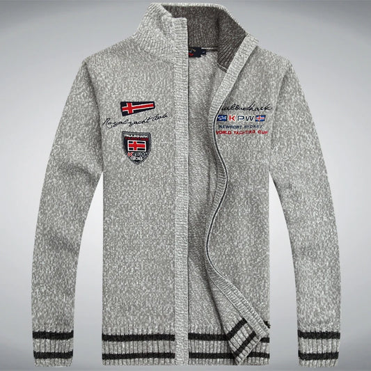 Cotton Man Sweater Shark Autumn Cardigan Overcoat Casual White Red Mens Winter Jacket 2022