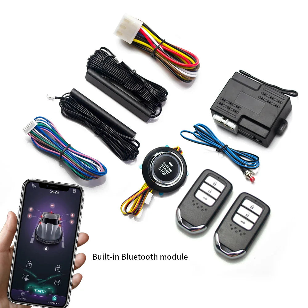 Universal 12V Car Smart Keyless Entry Bluetooth Remote Start System Start Stop Ignition Button Car Alarm Accessories