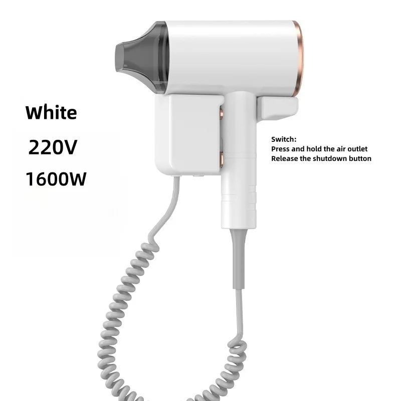 New Hotel And Guesthouse Specific Hair Dryer 1600w High-Power Quick Drying Hole Free Wall Mounted Household Hair Dryer Cylinder
