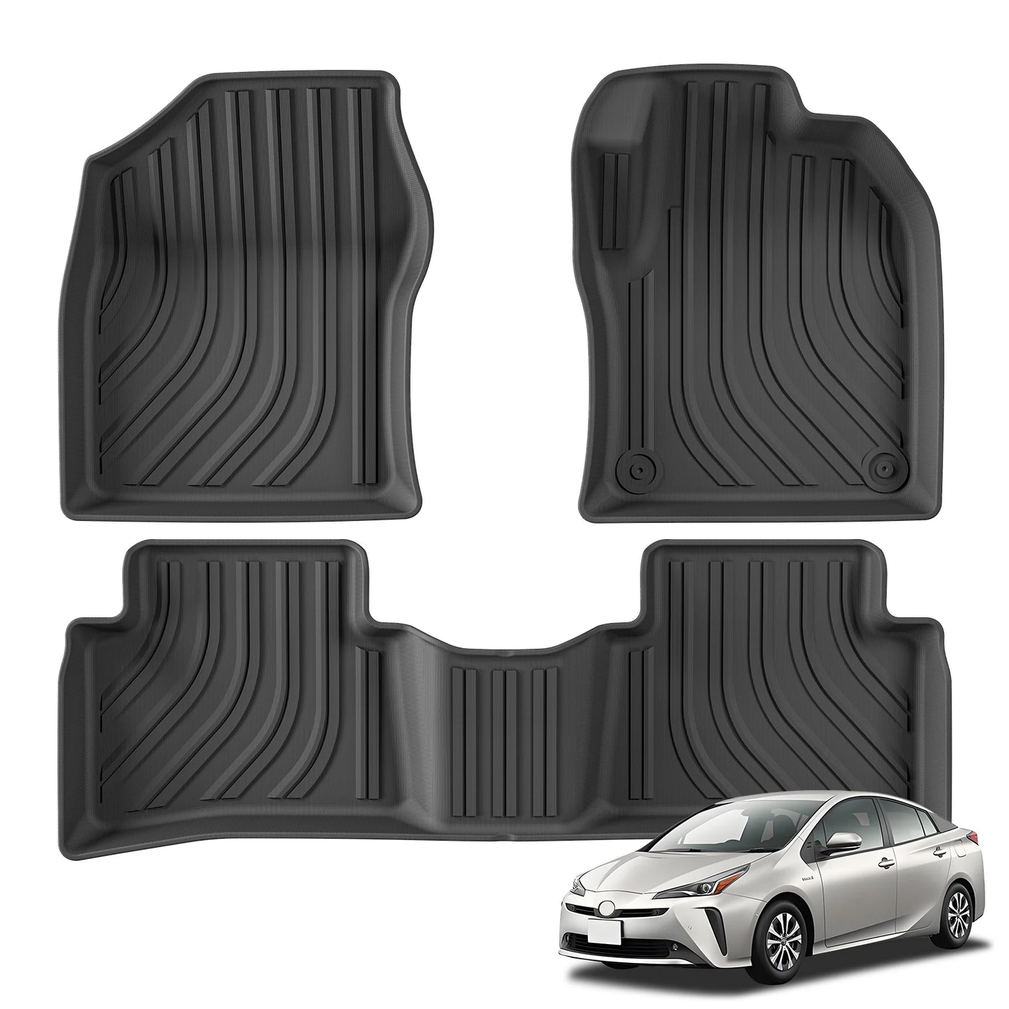 Right Drive for Toyota Prius 50Series (Hybrid Version) 2017-2021 Car Floor Mats Cargo Liner Trunk Pad TPE 3D Accessories BLACK