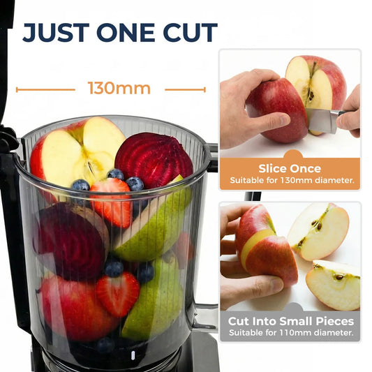 ROUNY Slow Juicer, Cold Press Extractor with Filter-Free, Easy Clean Electric Fruit Juicer Machine with Large Caliber, Black