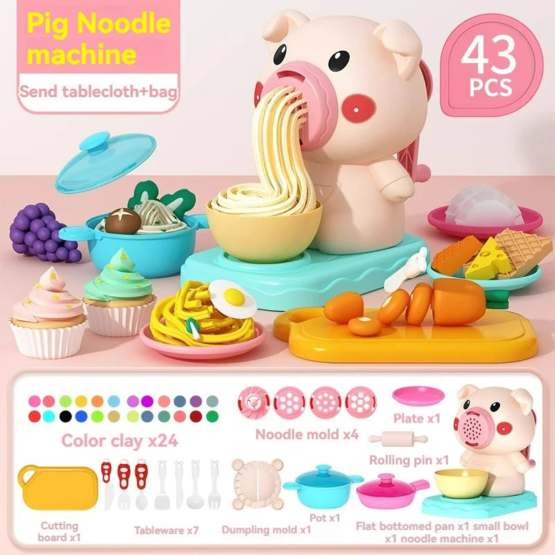 Kids Colored Clay Noodle Machine DIY Play Dough Tools Ice Cream Plasticine Mold Kits Puzzle Toys for Boys Girls Birthday Gift